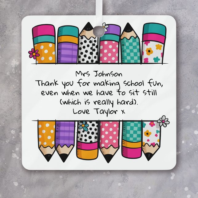 Ornement En Métal Appréciation personnalisée de l'enseignant (Créateur téléchargé)