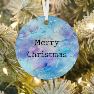 Ornement En Métal Aqua Blue Purple Ice Neige Noël