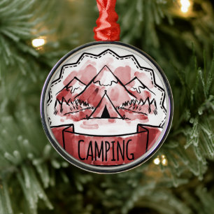 Ornement En Métal Aquarelle Badge de Camping