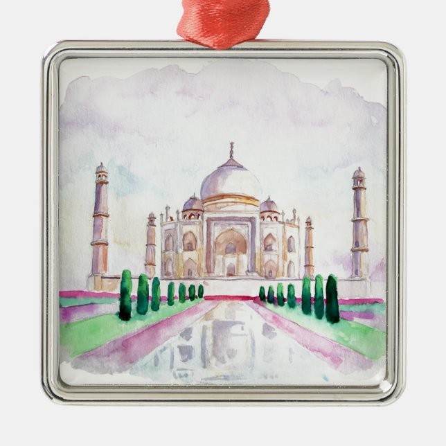 Ornement En Métal Aquarelle le Taj Mahal (Devant)
