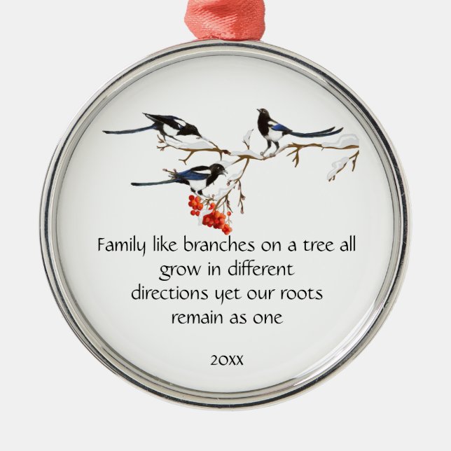 Ornement En Métal Aquarelle Magpie Famille Citation Animal Nature (Devant)