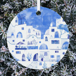 Ornement En Métal Aquarelle Santorin Grèce<br><div class="desc">Une aquarelle paysage de peinture de la belle île grecque de Santorin. Art original de Nic Squirrell.</div>