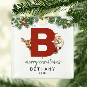 Ornement En Métal Arbre de Noël à monogramme lettre B pour enfants