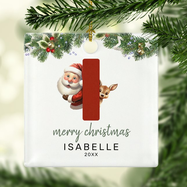 Ornement En Métal Arbre de Noël avec monogramme lettre I pour enfant (Créateur téléchargé)