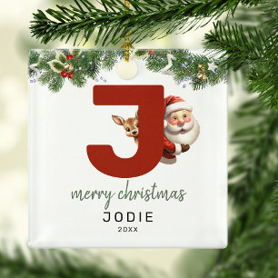 Ornement En Métal Arbre de Noël avec monogramme lettre J pour enfant