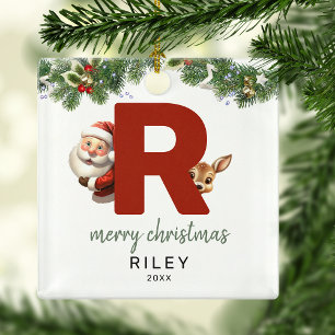 Ornement En Métal Arbre de Noël avec monogramme lettre R pour enfant