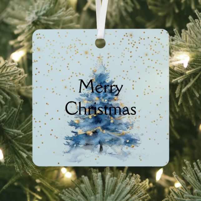 Ornement En Métal Arbre de Noël bleu Confetti en or (Insitu)