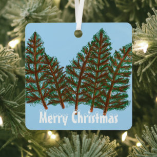 Ornement En Métal Arbres d'hiver Joyeux Noël