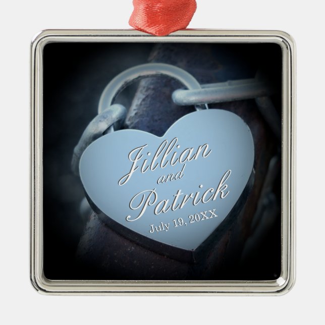 Ornement En Métal Argent Gris Padlock Chaîne Lien Amateurs (Devant)