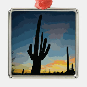 Ornement En Métal Arizona Saguaro Cactus Sunset sud-ouest