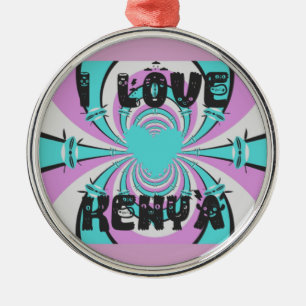 Ornement En Métal Art du cœur kenyan : J'aime l'abstrait cyan violet