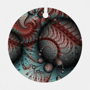 Ornement En Métal Art fractal abstrait boules marron bleu