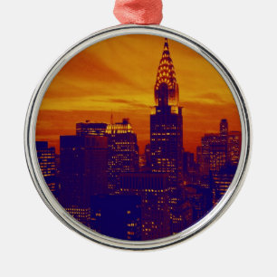 Ornement En Métal Art pop orange bleu New York City