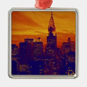 Ornement En Métal Art pop orange bleu New York City