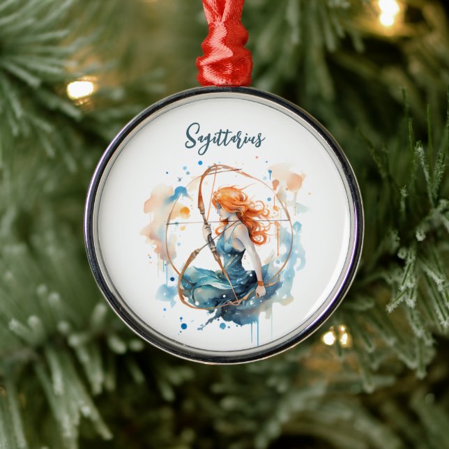 Ornement En Métal Astrologie signe zodiaque de l'aquarelle de Sagitt (Arbre)