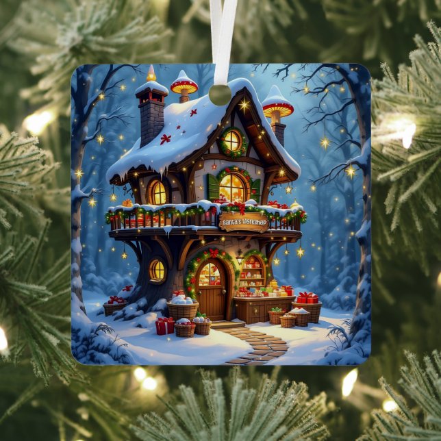 Ornement En Métal Atelier de Père Noël Whimsical Noël Personnalisé (Insitu)