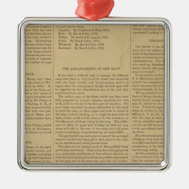 Ornement En Métal Atlas de préface de l'état du Maine (Devant)