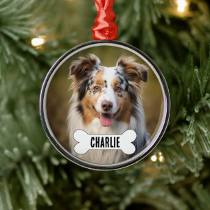 Ornement En Métal Australian Shepherd Custom Chien Photo et nom