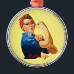 Ornement En Métal Autonomisation féminine Thunder_Cove<br><div class="desc">Rosie le riveter classique vintage 2ÈME GUERRE MONDIALE nous pouvons le faire design poster pour customiser,  personnaliser en ajoutant votre nom ou message sur n'importe quelle couleur arrière - plan</div>