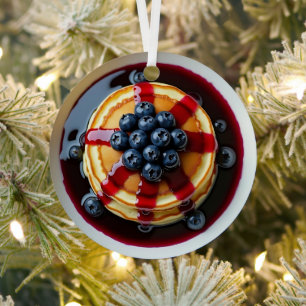 Ornement En Métal Avoir un Berry Joyeux Blueberry Pancakes Noël
