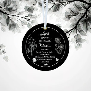 Ornement En Métal Avril Daisy et SweetPea Anniversaire Gardien