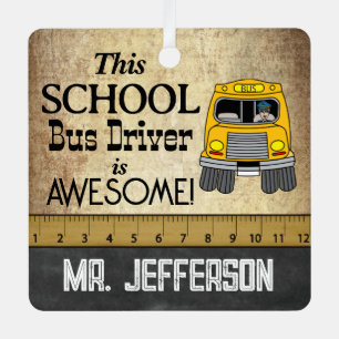 Ornement En Métal Awesome School Bus Driver Vintage