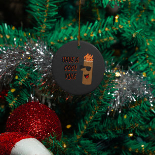 Ornement En Métal Ayez un Cool Yule Flaming Log Noël