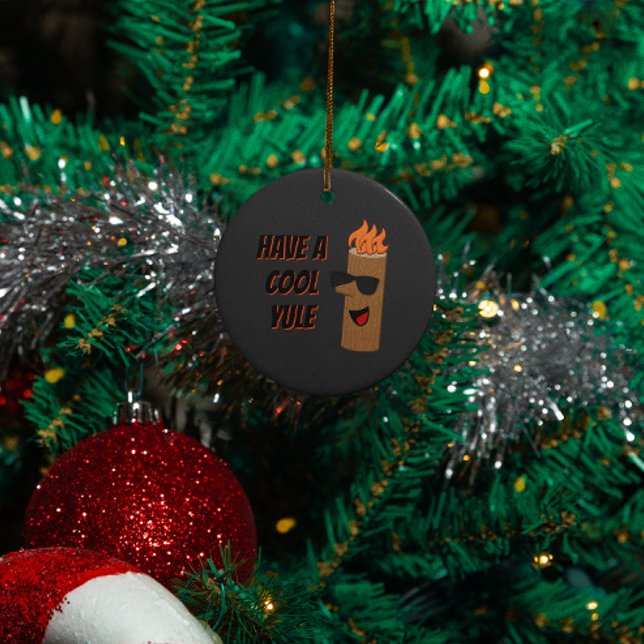 Ornement En Métal Ayez un Cool Yule Flaming Log Noël (Créateur téléchargé)