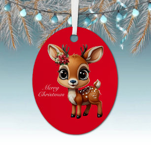 Ornement En Métal Baby Deer, Faun, Doe, Reindeer 🦌 🎄 Joyeux Noël