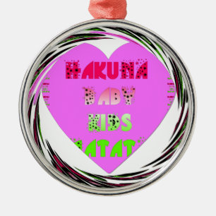 Ornement En Métal Baby Pink Hearts Hakuna Matata Baby Kids Design.p