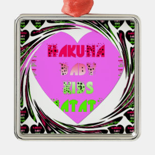 Ornement En Métal Baby Pink Hearts Hakuna Matata Baby Kids Design.p