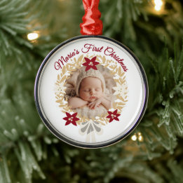 Ornement En Métal Baby’s First Christmas Gold Wreath