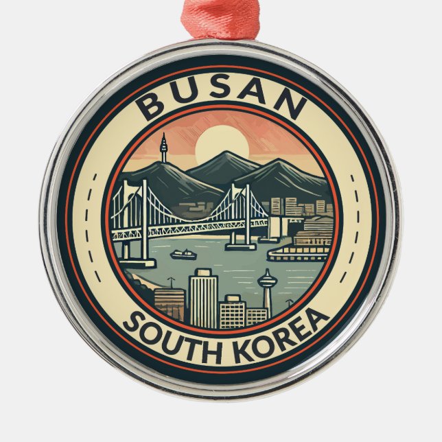 Ornement En Métal Badge d'art de voyage Busan South Korea Bridge (Devant)