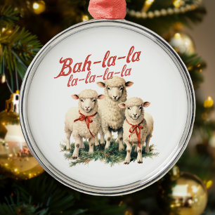 Ornement En Métal Bah La La Cute Retro Noël Moutons