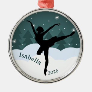Ornement En Métal Ballerine Silhouette Arabesque Géométrique Hiver