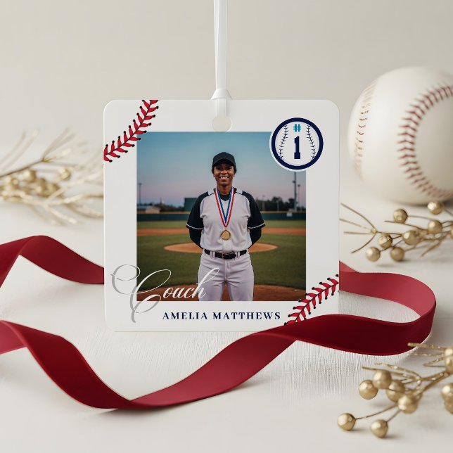 Ornement En Métal Baseball Coach Appreciation Team Photo Keepsake (Baseball Coach Appreciation Team Photo Keepsake Metal Ornament)