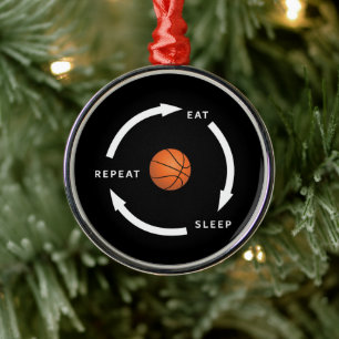Ornement En Métal Basketball, manger, dormir, répéter, fan de sport