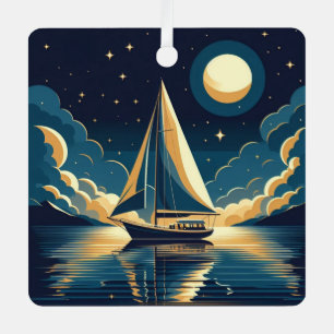 Ornement En Métal Bateau à voile la nuit