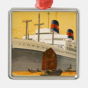 Ornement En Métal Bateau de croisière vintage vers l'Orient avec jon