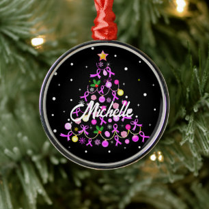 Ornement En Métal Beau arbre de Noël en ruban rose