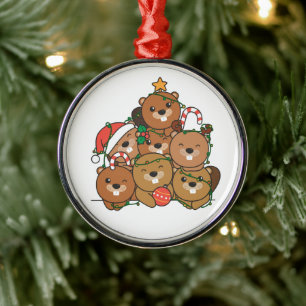 Ornement En Métal Beaver Christmas Tree Funny Animal Christmas Ceram