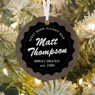 Ornement En Métal Beer-illiant Papa Photo personnalisée Bière Noël