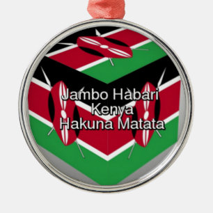 Ornement En Métal Belle Belle Cube Kenyane Drapeau avec salutation