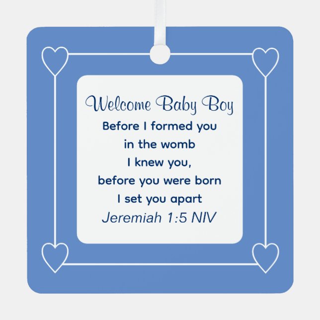 Ornement En Métal Belle Bible Baby shower Verse Parti Bleu Favoriser (Recto)