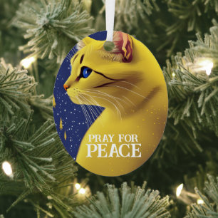 Ornement En Métal Belle chatte jaune aux yeux bleus - ukraine