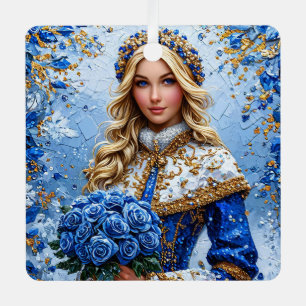 Ornement En Métal Belle Demoiselle de Neige