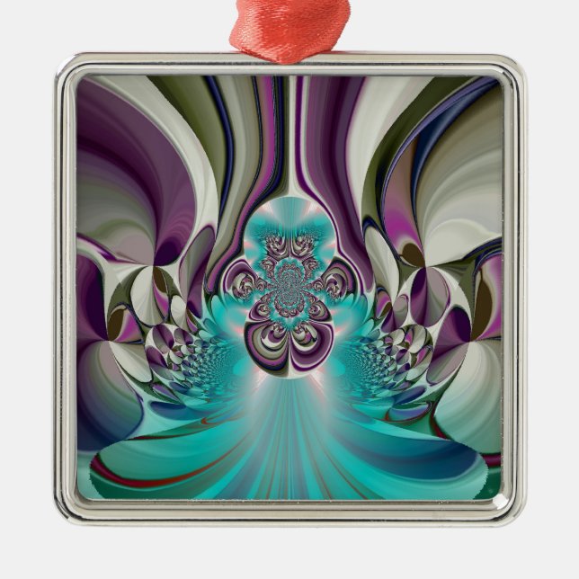 Ornement En Métal Belle impression Angélique Purple et Cyan Abstrait (Devant)