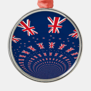 Ornement En Métal Belle Nouvelle-Zélande Drapeau Art Design
