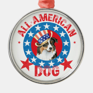 Ornement En Métal Berger australien patriotique