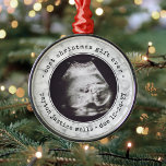 Ornement En Métal Best Gift Ever Ultrasound Baby Photo Faux Marble<br><div class="desc">Celebrate the precious gift your newest family member with a stylish one photo round metal ornament. Gender neutral design is suitable for a new baby boy or girl. Wording and picture on this template are simple to personalize. (IMAGE & TEXT DESIGN TIPS: 1) To adjust position of wording, add spaces...</div>